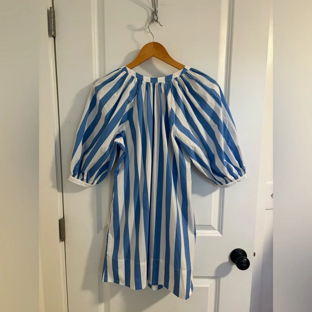 STAUD Mini Vincent Dress Blue Seashore Stripe Cotton Size XS - Picture 15 of 15